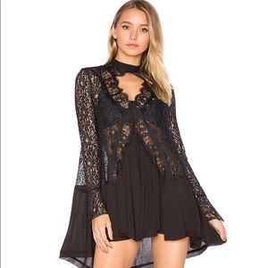 Free People black lace tunic dress